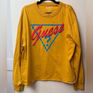 Guess / XL / Unisex / Mustard Long Sleeve Tee / Oversized / Retro / 80s 90s